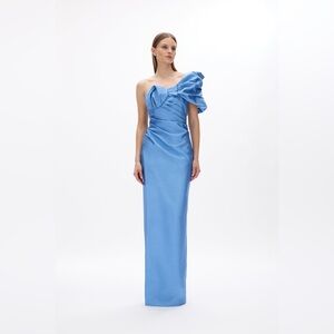 Rachel Gilbert Blue One-Shoulder Maxi Dress